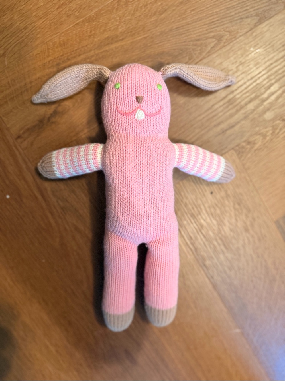 Blabla Pink Knit Bunny Rabbit Doll Handmade Peruvian Alpaca Cotton Stuffie